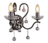 Luminosa Lighting Luminosa Camila Candle Wall Lamp Gunmetal Crystals Clear Glass Shade 2X E14
