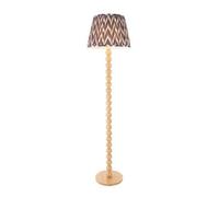 Luminosa Lighting Luminosa Cane Natural Bamboo Floor Lamp With Pearl Grey Fabric Zigzag Shade 40Cm E27