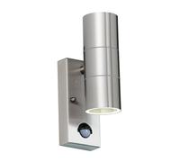 Endon EL-40062 Canon 2lt Wall Polished stainless steel & clear glass 2 x 35W GU10 reflector (Required)