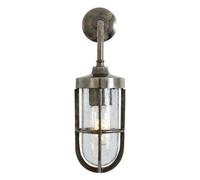 Luminosa Lighting Luminosa Carac Outdoor Wall Light, Antique Silver, Crackled Glass, Ip65