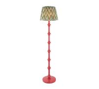 Luminosa Lighting Luminosa Carnaby Satin Pink Clay Paint Floor Lamp With Cotswold Green Fabric Zigzag Shade 35Cm B22