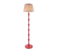 Luminosa Lighting Luminosa Carnaby Satin Pink Clay Paint Floor Lamp With Neutral Print Fabric Ikat Shade 35Cm B22