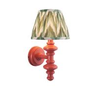 Luminosa Lighting Luminosa Carnaby Satin Pink Clay Paint Wall Light With Cotswold Green Fabric Zigzag Shade 20Cm B22