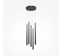 Luminosa Lighting Luminosa Cascade Modern Cluster Pendant Ceiling Light Black 4000K 1650Lm 5Xled White Shade