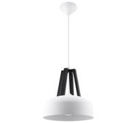 Sollux Lighting Casco Steel & Wood White 1 Light Classic Pendant Ceiling Light