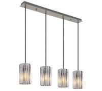 Luminosa Lighting Luminosa Cayden Bar Pendant Ceiling Light Nickel Matt Clear Glass Shade 4X E27
