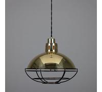 Luminosa Lighting Luminosa Chester Cage Dome Pendant, Polished Brass, Black Cage