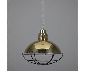 Luminosa Lighting Luminosa Chester Cage Dome Pendant, Polished Brass, Black Cage
