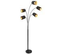 Globo Clarke floor lamp, black/gold, five-bulb