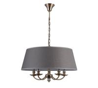 Luminosa Lighting Luminosa Classic Hanging Pendant Antique Bronze 5 Light With Grey Shade, E14
