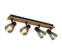 Luminosa Lighting Luminosa Claude Ceiling Spotlight Bar Dark Brown Smoke Glass Shade 4X E14