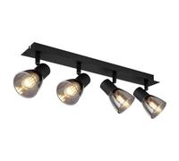 Luminosa Lighting Luminosa Claude Ceiling Spotlight Bar Matt Black Smoke Glass Shade 4X E14