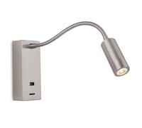 Luminosa Lighting Luminosa Clifton Led Flexi Wall Reading Light & Usb Brushed Steel