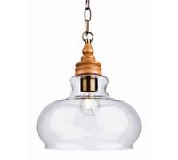 Luminosa Lighting Luminosa Comet 1 Light Dome Ceiling Pendant Natural Wood With Clear Glass, E27