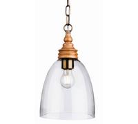 Luminosa Lighting Luminosa Comet 1 Light Dome Ceiling Pendant Natural Wood With Clear Glass, E27