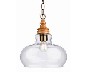 Luminosa Lighting Luminosa Comet 1 Light Dome Ceiling Pendant Natural Wood With Clear Glass, E27