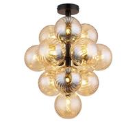 Luminosa Lighting Luminosa Conor Globe Ceiling Light Matt Black Balls Amber Glass Shade 13X G9