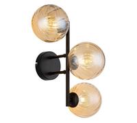 Luminosa Lighting Luminosa Conor Globe Wall Lights Matt Black Balls Amber Glass Shade 3X G9