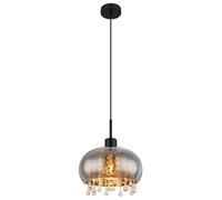 Luminosa Lighting Luminosa Corry 28Cm Pendant Ceiling Light Matt Black Smoke Glass Shade 1X E27