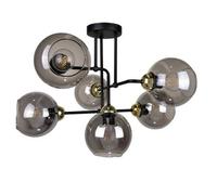 Luminosa Lighting Luminosa Cosmo Multi Arm Semi Flush Ceiling Light Black, Gold, 55Cm, 6X E27