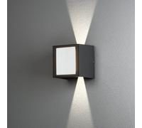 Konstsmide Outdoor Wall Light Mains Powered/Cremona Up Down Adjustable/LED High Power 3 x 3 W Lamp/Clear Glass and Frosted Acrylic/Aluminium/IP54/Outside Light Anthracite