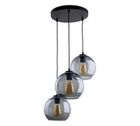 TK Lighting Cubus pendant light, Ø 50 cm, 3-bulb, smoky grey, glass