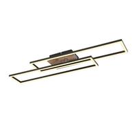 Globo Dakari LED ceiling lamp, length 80 cm, black/dark wood