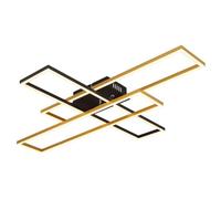 Luminosa Lighting Luminosa Dakari 80X60Cm Integrated Led Semi Flush Ceiling Light Matt Black, Gold 3X Led 3000K