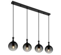 Luminosa Lighting Luminosa Dalton Bar Pendant Ceiling Light Matt Black Balls Smoke Glass Shade 4X E27
