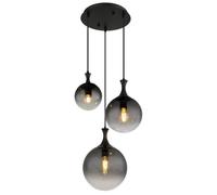 Luminosa Lighting Luminosa Dalton Cluster Pendant Ceiling Light Matt Black Balls Smoke Glass Shade 3X E27