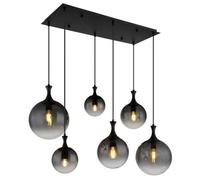 Luminosa Lighting Luminosa Dalton Cluster Pendant Ceiling Light Matt Black Balls Smoke Glass Shade 6X E27