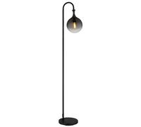Luminosa Lighting Luminosa Dalton Glass Floor Lamp Matt Black Ball Smoke Glass Shade 1X E27