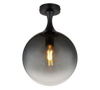 Luminosa Lighting Luminosa Dalton Globe Ceiling Light Matt Black Ball Smoke Glass Shade 1X E27