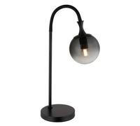 Luminosa Lighting Luminosa Dalton Globe Table Lamp Matt Black Ball Smoke Glass Shade 1X E27