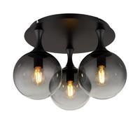 Luminosa Lighting Luminosa Dalton Shade Cluster Ceiling Light Matt Black Balls Smoke Glass Shade 3X E27