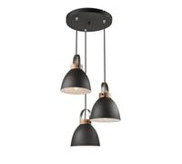 Lamkur Bergen pendant light, three-bulb, round, graphite