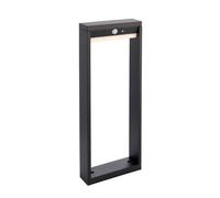 Luminosa Lighting Luminosa Dannah Modern Solar Powered Led Box Shaped Bollard Lamp Textured Black, Pir Motion & Day Night Sensors, Warm White, Ip44