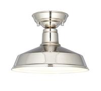 Luminosa Lighting Luminosa Darton Semi Flush Ceiling Pendant Light Polished Nickel, Gloss White Inner Shade