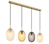 Luminosa Lighting Luminosa Devin Bar Pendant Ceiling Light Gold Colours Matt Glass Shade 4X E14