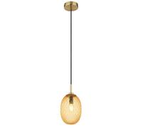 Luminosa Lighting Luminosa Devin Globe Pendant Ceiling Light Gold Colours Matt Amber Glass Shade 1X E14
