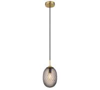Luminosa Lighting Luminosa Devin Globe Pendant Ceiling Light Gold Colours Matt Smoke Glass Shade 1X E14