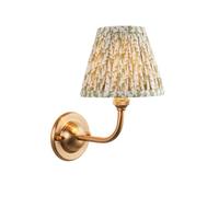 Luminosa Lighting Luminosa Dome Arc Brushed Aged Brass Plate Wall Light With Herb Garden Green Fabric Leaf Shade 16Cm B22