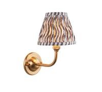 Luminosa Lighting Luminosa Dome Arc Brushed Aged Brass Plate Wall Light With Pearl Grey Fabric Ripple Shade 16Cm B22