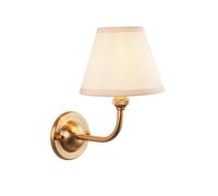 Luminosa Lighting Luminosa Dome Arc Brushed Aged Brass Plate Wall Light With Vintage White Fabric Ivy Shade 16Cm B22