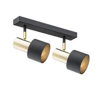 Luminosa Lighting Luminosa Doria Twin Ceiling Spotlight Black Structure, Brass Elements
