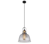 Luminosa Lighting Luminosa Dorothea Dome Pendant Ceiling Light Black Glass Shade 1X E27
