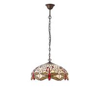 Luminosa Lighting Luminosa Dragonfly Tiffany 3 Light Medium Ceiling Pendant Bronze, Beige