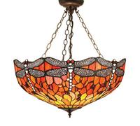 Luminosa Lighting Luminosa Dragonfly Tiffany 3 Light Medium Inverted Ceiling Pendant Bronze