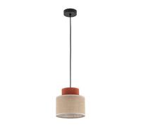 TK Lighting Duo pendant light, Ø 20 cm, rust brown/natural brown, jute
