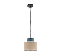 TK Lighting Duo pendant light, jute shade, petrol/natural brown, Ø 20 cm